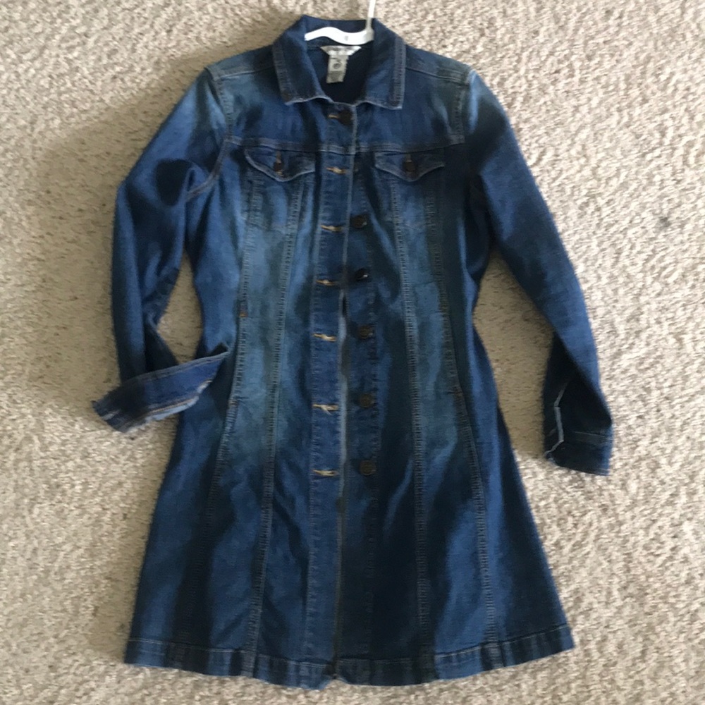 Denim long jacket or dress size small